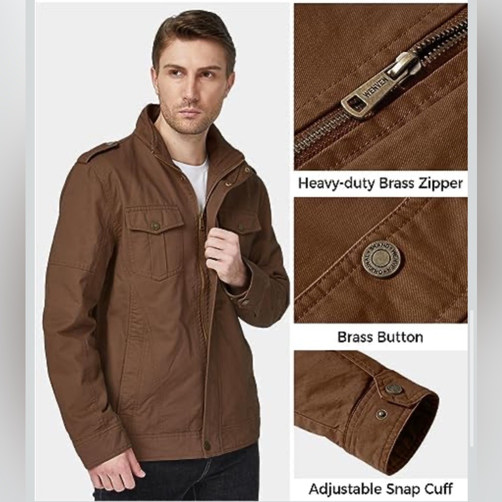 NWT-WenVen Men's Classic Military Cotton Jacket